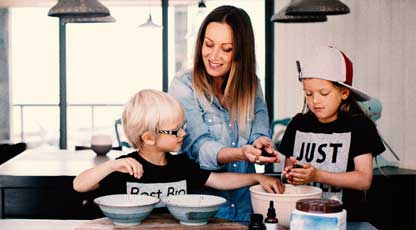 Image of Mom baking with her two sons