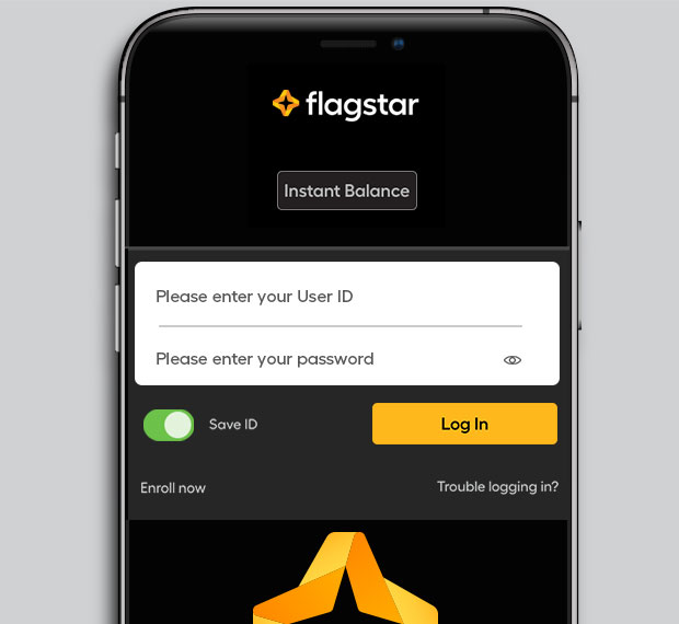 Images of the login and alerts screens of mobile banking