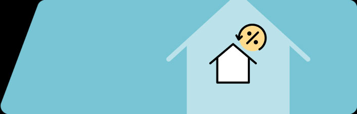 Icon of house with percent symbol on top with arrow going counter clockwise