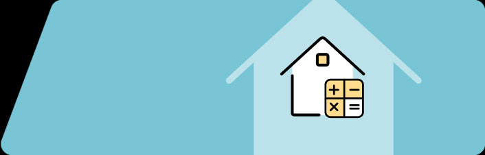 Icon of house with calculator buttons on top