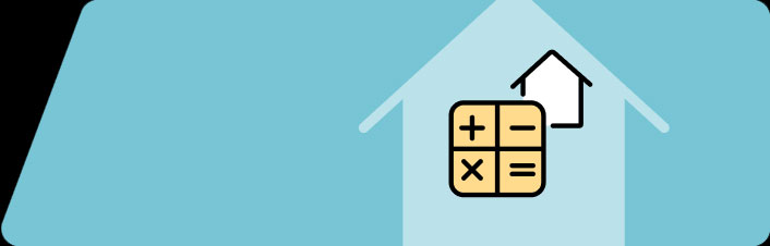 Icon of house with calculator buttons and another house