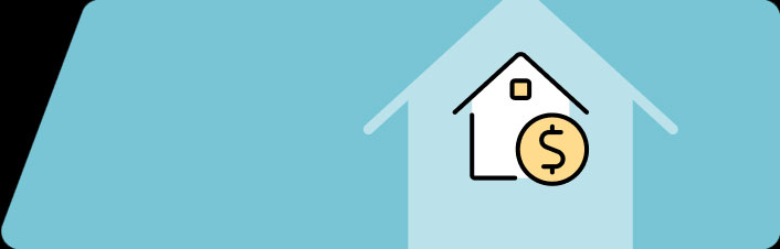 Icon of house with money sign on top