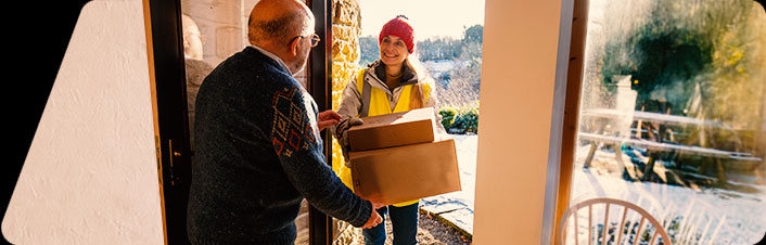 Image of a man recieving a package 
